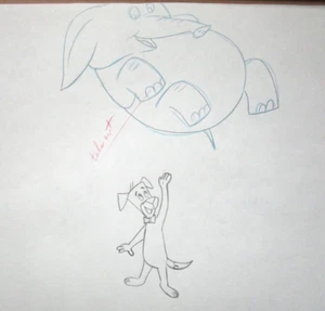 1958 HUCKLEBERRY HOUND OPENING HANNA-BARBERA ORIGINAL PRODUCTION cel DRAWING - Picture 1 of 2