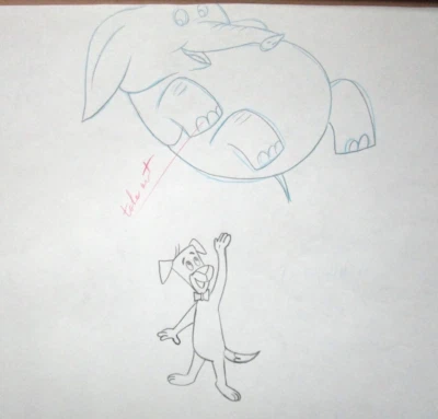 1958 HUCKLEBERRY HOUND OPENING  HANNA-BARBERA ORIGINAL PRODUCTION cel DRAWING - Image 1 of 2