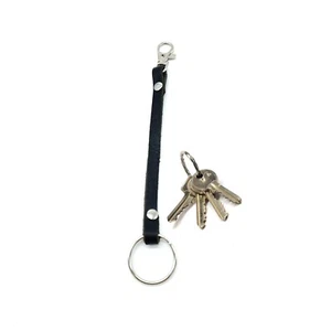 Bientro Handmade Black Leather Key Strap Key Keeper 8 Inches Long - Picture 1 of 8