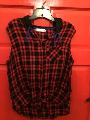 Top Juniors No Boundaries con capucha sin mangas rojo/negro a cuadros talla XL Foto 1 de 4