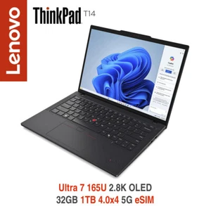 ThinkPad T14 Gen 5 Ultra 7 165U 2.8K OLED 32GB 1TB 5G eSIM 3Y Premier Warranty - Picture 1 of 11