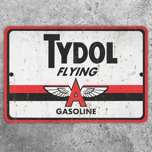 Tydol Flying A Gasoline Blechschild Replik Vintage weiß 8"x12" Tankstellenschild - Bild 1 von 5