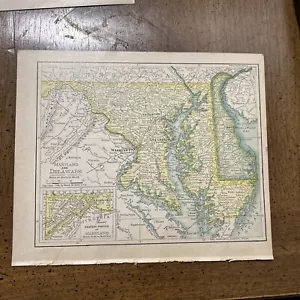 Rand, McNally & Co Antique 1904 Map Of Maryland & Delaware 7x6 - Picture 1 of 8