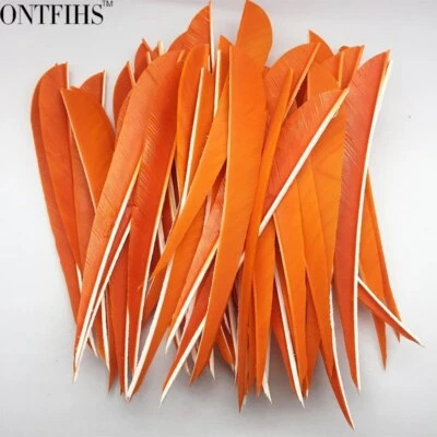 50PCS 5inch Orange Parabolic Vanes Fletches Feathers Fletching RW LW - Image 1 of 4