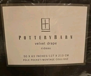 POTTERY BARN VELVET Drape Pole Pocket  CURTAIN / 50x63 / BROWN / NEW - Picture 1 of 8