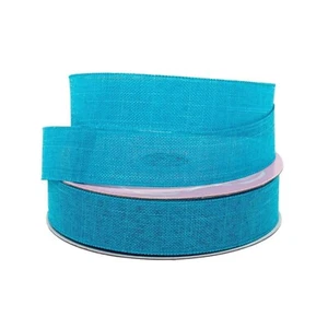 Turquoise Ribbon | Turquoise Faux Linen Ribbon - 5/8in. x 25 Yds (pm59600575) - Picture 1 of 1