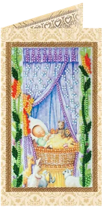 DIY Perlenstickerei Postkarte Set "Wiege" 3,3"x5,5" / 8,4x14,0 cm, Abris Art - Bild 1 von 5