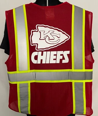🏈🦺 KANSAS CITY CHIEFS High Visibility Work PPE Red Vest Size M, L, XL, 2XL-4XL - Image 1 of 3