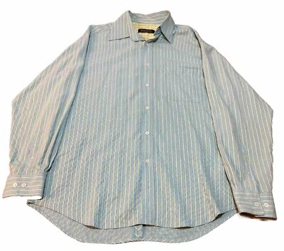 BUGATCHI Men's Classic Blue & Yellow Striped Long Sleeve Button Up Shirt Large - Image 1 of 4