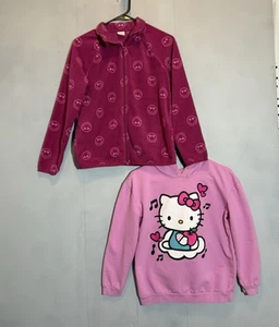 Girl's Hello Kitty Hoodie and Emoji Fleece Jacket Sz 14/16 Pink - Picture 1 of 8