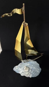 Vtg 10" Brass Sailboat Sailing Boat Sculpture Signed Mario Jason - Picture 1 of 16