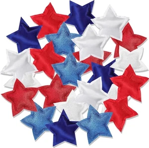 Oudain 24 Pcs Large 5 Inch Patriotic Star Tree Ornaments Stuffed Fabric Star 4th - Picture 1 of 6