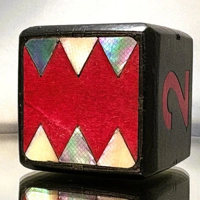Artful Board Cube - RED.Black & White Abalone - Backgammon Doubling Cube 36mm - Image 1 of 4