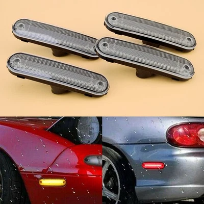 Clear Lens Front & Rear LED Side Marker Lights Fit For Mazda MX-5 Miata 1990-05 - Image 1 of 4