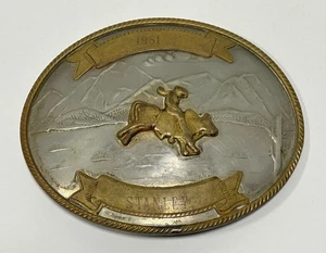 Vintage German Silver Bull Riding Trophy Belt Buckle Engraved 1981 Stanley - Picture 1 of 7