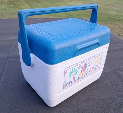 Bolso Rubbermaid de colección 6 enfriadores azul y blanco paquete de 6 enfriadores de latas # 1806 BONITO Foto 1 de 4