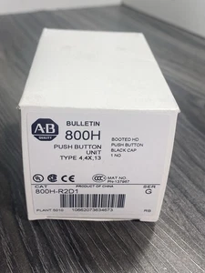 New Allen Bradley 800H-R2D1 Ser G Black Booted-Head Pushbutton Non-Illum 30.5MM - Picture 1 of 10