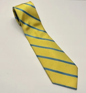 Tommy Hilfiger Long 66" Repp Silk Tie Yellow Blue Ukraine Stripe 3.375 x 66 - Picture 1 of 5