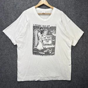 Vintage Screaming Man Hemd Herren XL weiß 90er Do Not Trust The Government Zitat - Bild 1 von 9