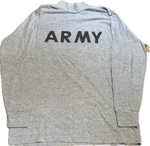 US ARMY GREY LONG SLEEVE PT SHIRT IPFU PHYSICAL TRAINING REFLECTIVE LOGO T-SHIRT - Picture 1 of 2