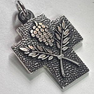 CREED Sterling Silver 925 CROSS Grapes Wheat Charm Pendant - Picture 1 of 3
