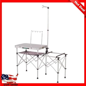 Pack-Away Portable Camp Kitchen Outdoor Folding W/ Spacious Prep Area Side Table - Picture 1 of 6