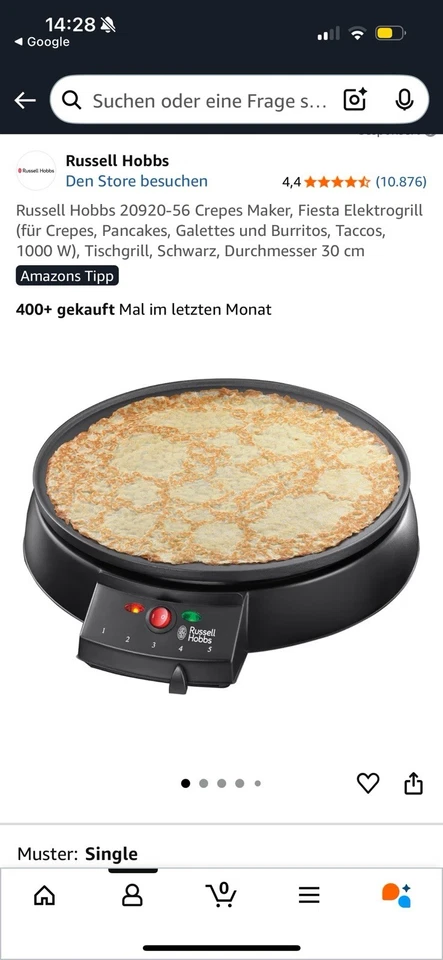 Russell Hobbs Crêpe Maker 30cm Pfannkuchenmaschine - Bild 1 von 1