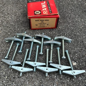 RAWL ein Dutzend 3/8" Rundkopf Feder Flügel Knebelschrauben 4" lang in Box Nr. 4441 - Bild 1 von 5