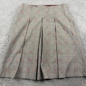 Brooks Brothers Rock Damen 6 grau Glen Plaid Wollmischung Plissee Midi Italien - Bild 1 von 12