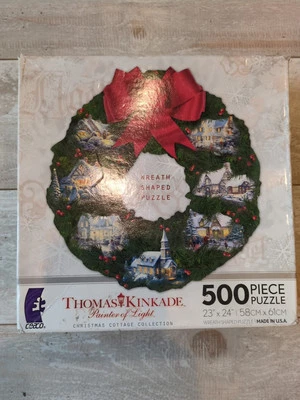 NUEVO Ceaco Thomas Kinkade Colección Casa de Navidad 500 piezas Rompecabezas en forma de corona Foto 1 de 2