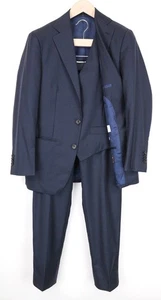 SUITSUPPLY Lazio Men's Suit UK34S Blue Wool Slim Melange 3-Piece Classic - Picture 1 of 18