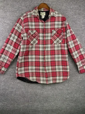 Vintage Ozark Trail Flannel Shirt Jacket Mens Size Large Plaid Fleece Lining Red - Image 1 of 4