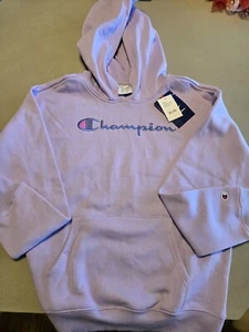 Champion Sweater Extra Large Youth Purple Hoodie Pullover Spell Out Logo Girls - Picture 1 of 3