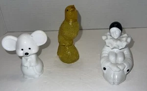 Avon leere Parfum Flakons Glas Maus Vogel Pierrette Clown - 3 Stück Vintage - Bild 1 von 18