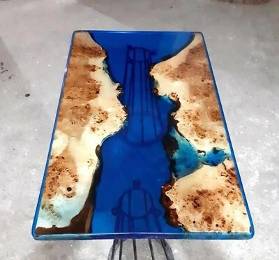 Ocean Deep Blue Epoxy Table top Made To Order Resin River Handmade Furniture - Image 1 of 4