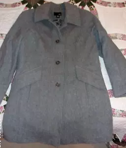 VINTAGE GRAY WOOL TRENCH COAT EAST 5TH SZ ladies LARGE BUTTON FULL LENGTH 90s? - Picture 1 of 6