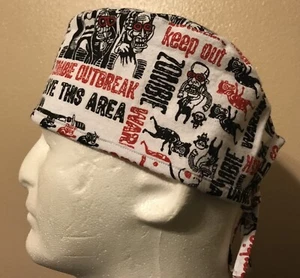 Flannel Zombie Outbreak Scrub Hat Chemo Cap - Picture 1 of 1