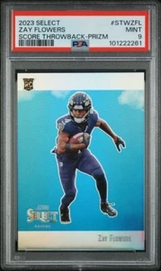 2023 Select Zay Flowers Score Throwback SILVER PRIZM ROOKIE RC PSA 9 MINT Ravens - Picture 1 of 2