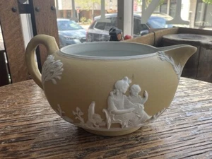 Antik Wedgwood Porzellan Jasperware Gelb Milchkännchen England Selten 1891-1908 - Bild 1 von 9