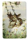 SWAP CARD SINGLE -  two happy bunnies on a swing