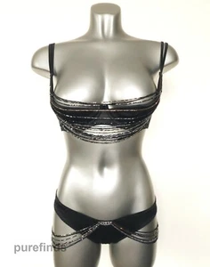 AGENT PROVOCATEUR SOIREE LIDIJA SILK DEMI BRA 36B & THONG SIZE 3 RRP £740 NWT - Picture 1 of 9
