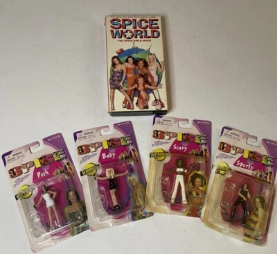1998 Spice Girls Limited 3" Figurine Lot Of 4 And Spice World VHS Read Desc - Image 1 of 4