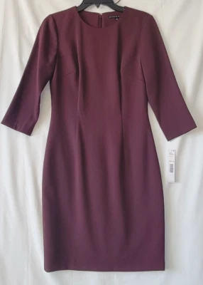 Nuevo con etiquetas Vestido Vaina Antonio Melani Borgoña Manga 3/4, Cremallera Trasera y Talla abertura Foto 1 de 4