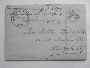 New York: Seely Creek 1852 Stampless Cover, Black CDS & Circled PAID 3, DPO  - Bild 1 von 7