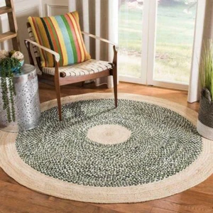 Cotton Round Jute Natural Rug Rug Handmade Braided Area Jute Rug 100% Natural - Picture 1 of 6