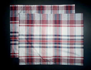2 Tommy Hilfiger Archie Plaid Pillow Shams Standard Red White & Blue Bedding NEW
