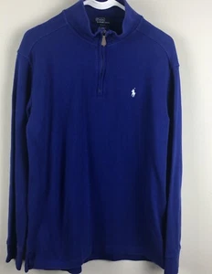 Polo Ralph Lauren Boys XL Pullover Sweater Blue Mock Neck 1/4 Zipper 100% Cotton - Picture 1 of 11