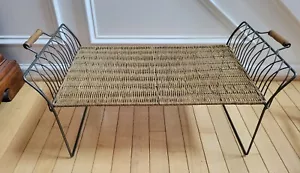 Wicker Breakfast Bed Tray foldable metal legs EXC - Picture 1 of 7