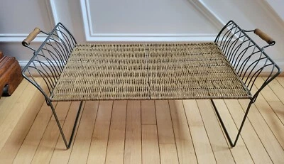 Bandeja de cama de desayuno de mimbre plegable patas de metal EXC Foto 1 de 4