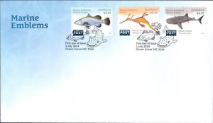 Juego de 3 emblemas postales marinos internacionales de Australia 2024 cubierta de primer día, nuevo - Imagen 1 de 1